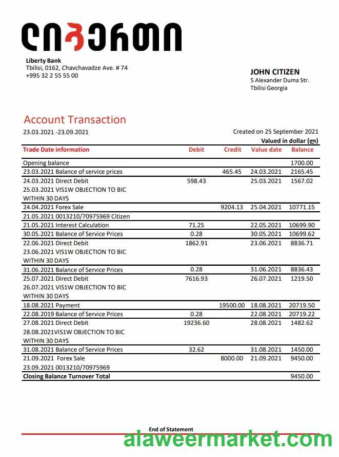 Georgia Liberty Bank excel pdf